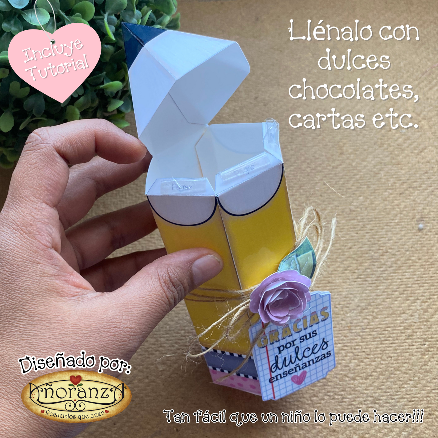 IMPRIMIBLE / Manualidad fácil para Regalo para maestra con un solo imprimible