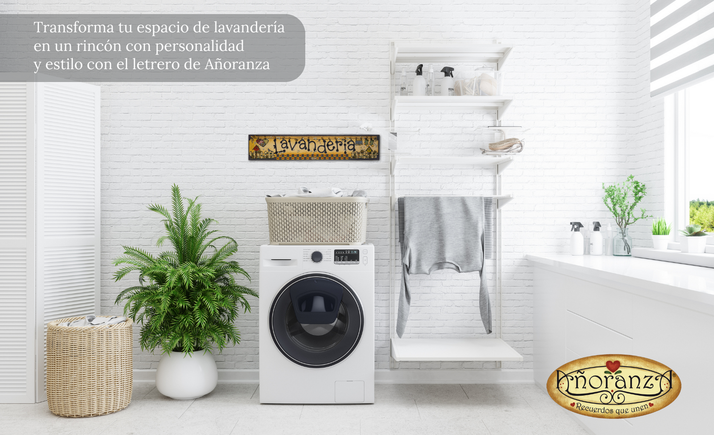 Decoración para lavandería | Letrero madera MDF Lavandería