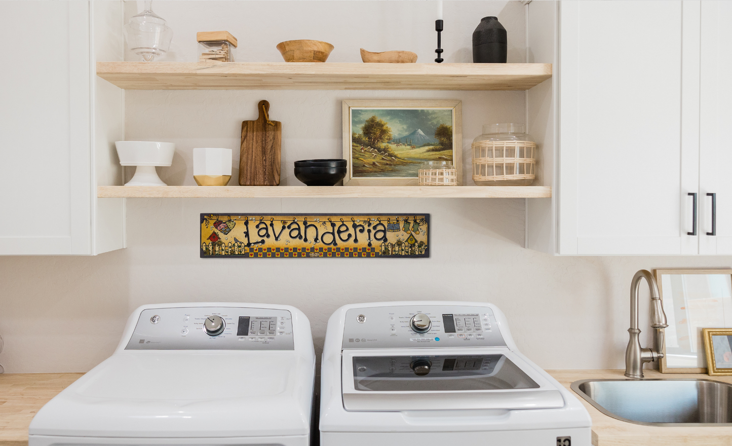Decoración para lavandería | Letrero madera MDF Lavandería