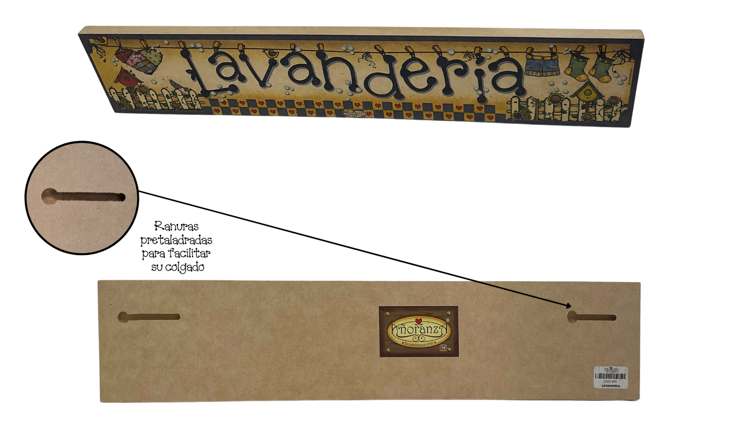 Decoración para lavandería | Letrero madera MDF Lavandería