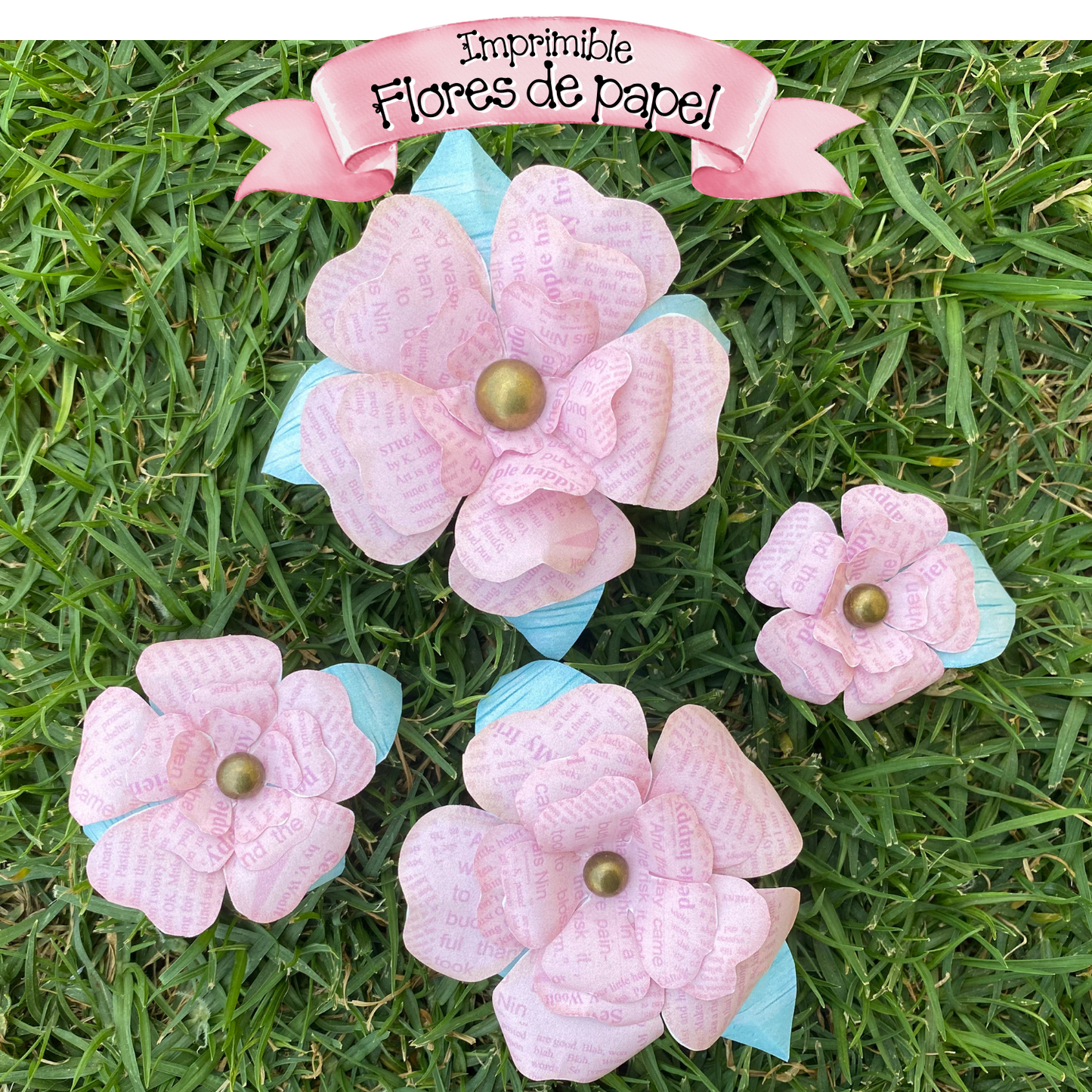 Plantilla para Crear Flores de Papel Rosas Fáciles y Rápidas, Para decoración de manualidades eventos, Proyecto de Papel Creativo