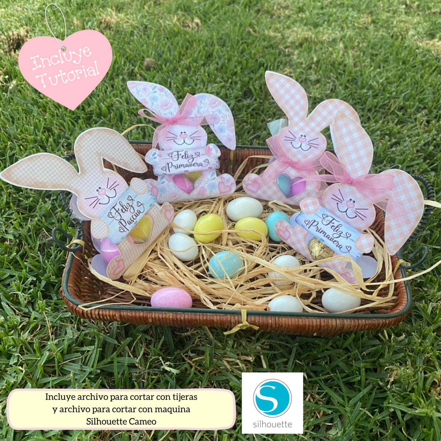 Imprimible Dulces Conejos para primavera y pascua | Manualidad fácil con tutorial
