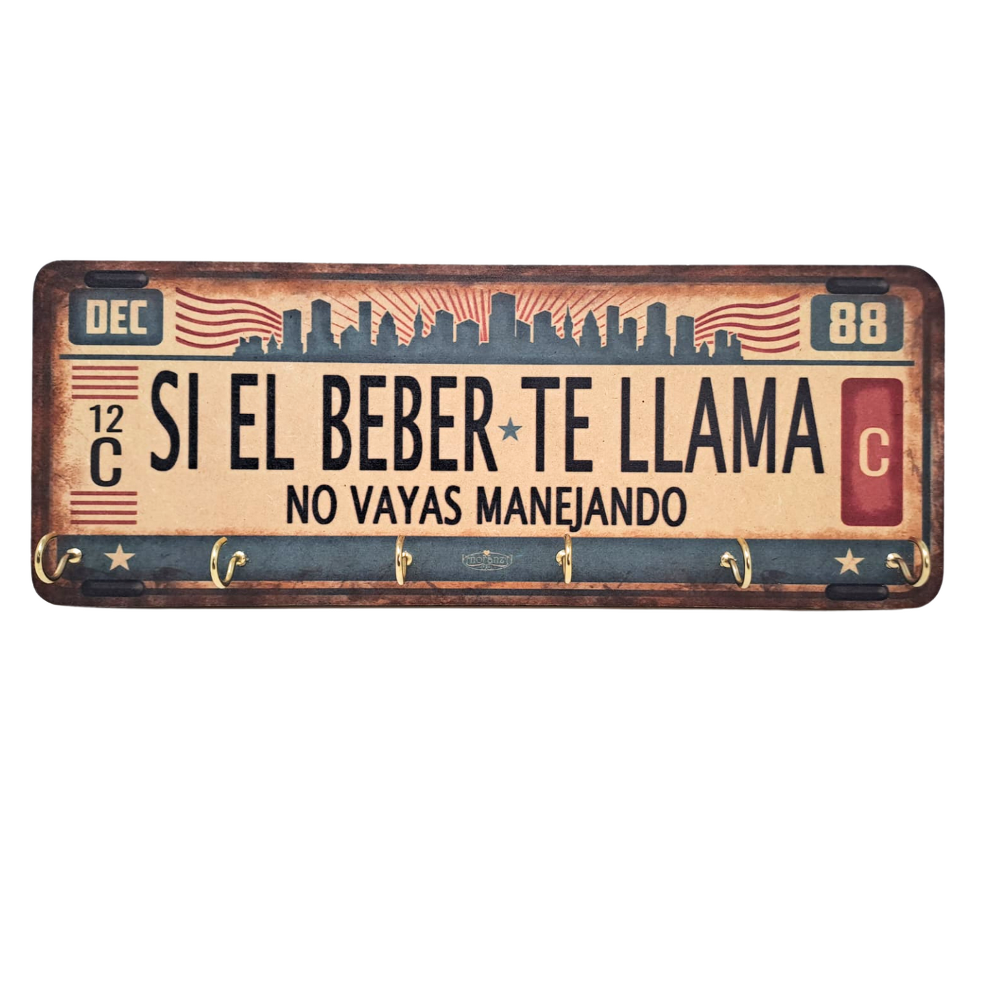Portallaves "Si bebes, no manejes" | Placa Retro 36x14cm