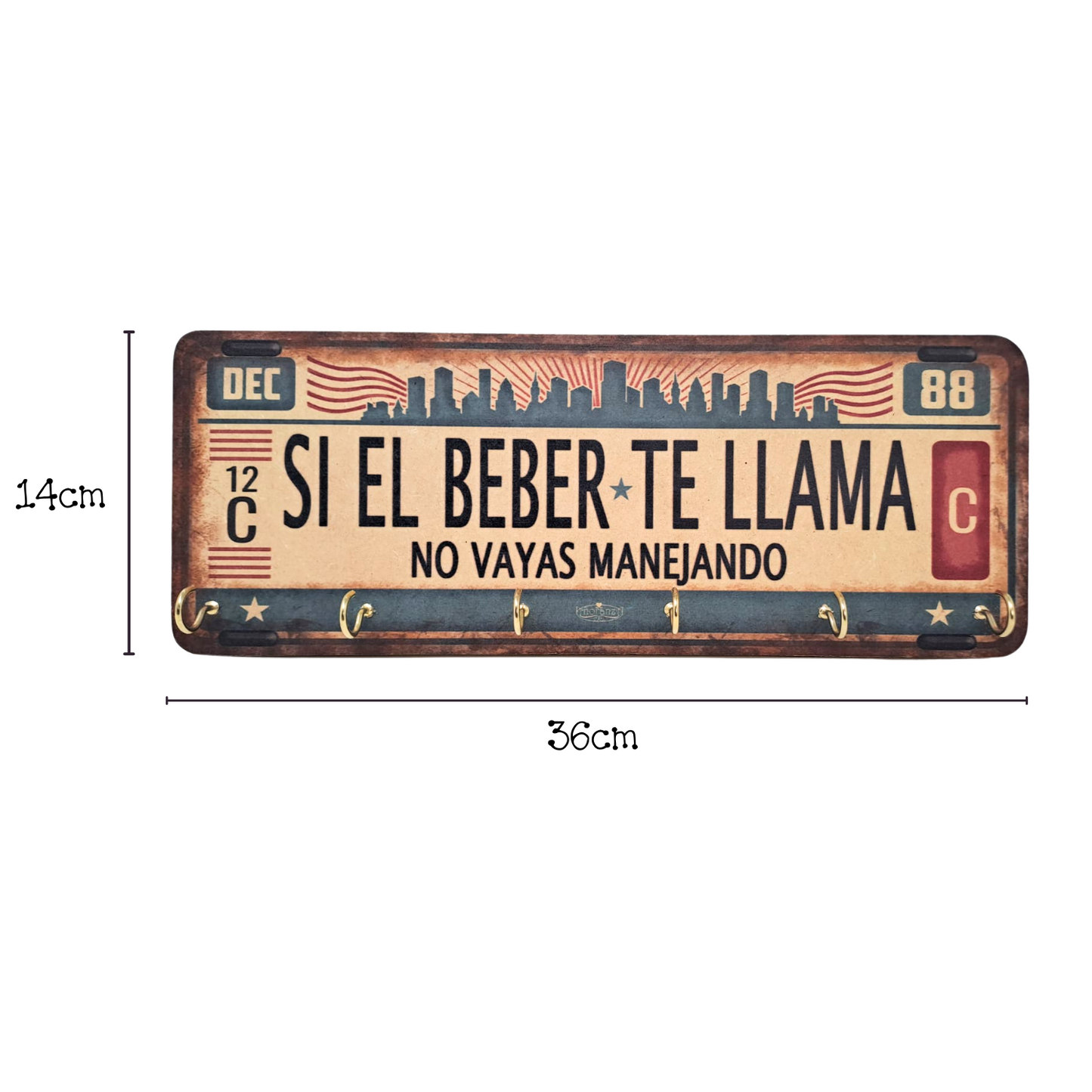Portallaves "Si bebes, no manejes" | Placa Retro 36x14cm