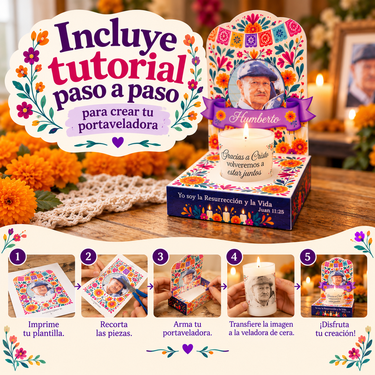 Veladora Memorial Personalizada | Plantilla Imprimible