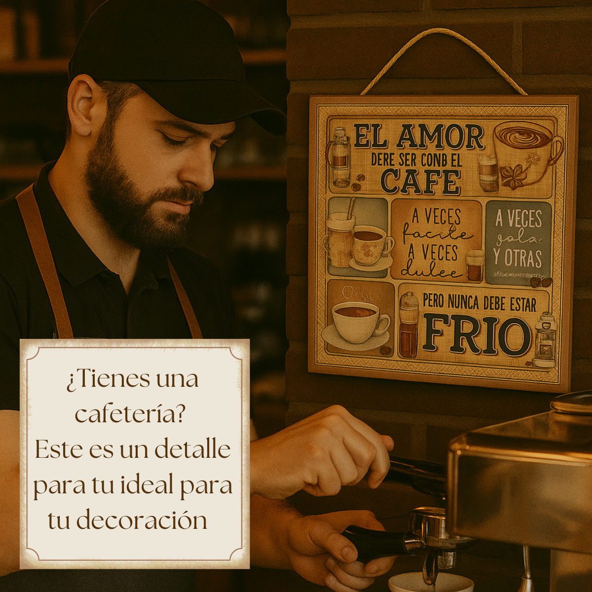 Letrero Decorativo para cafeteria, estación de café | El amor es como el Café