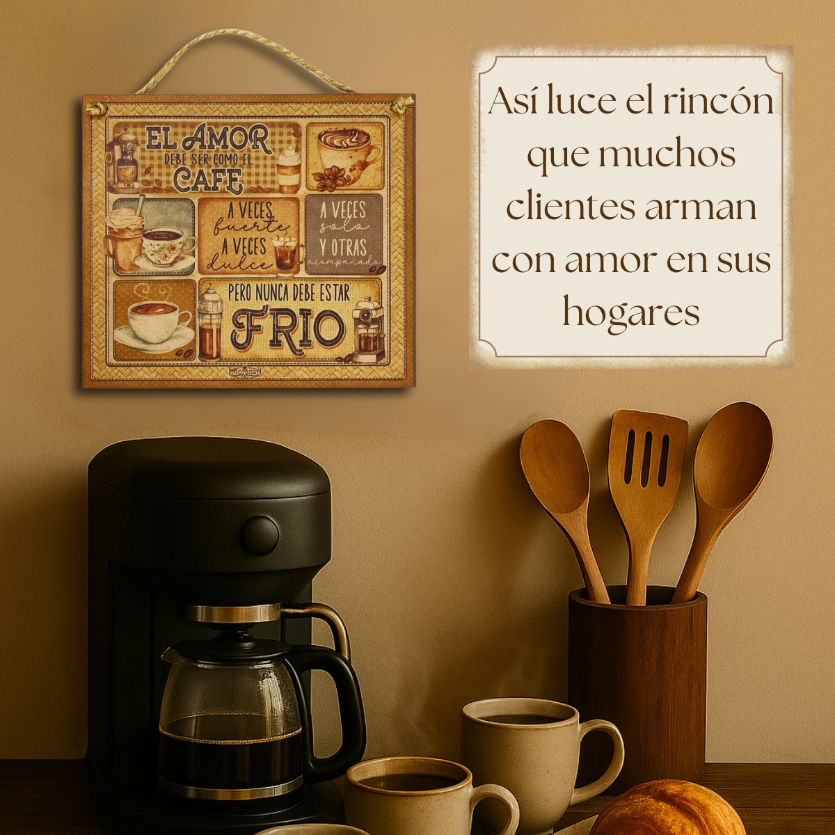 Letrero Decorativo para cafeteria, estación de café | El amor es como el Café