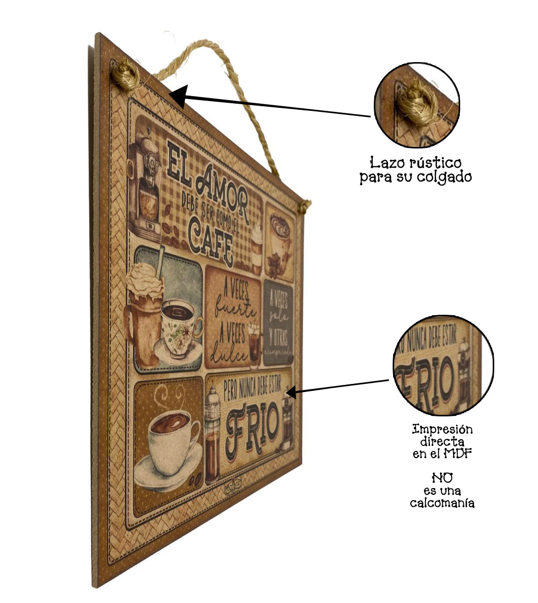 Letrero Decorativo para cafeteria, estación de café | El amor es como el Café