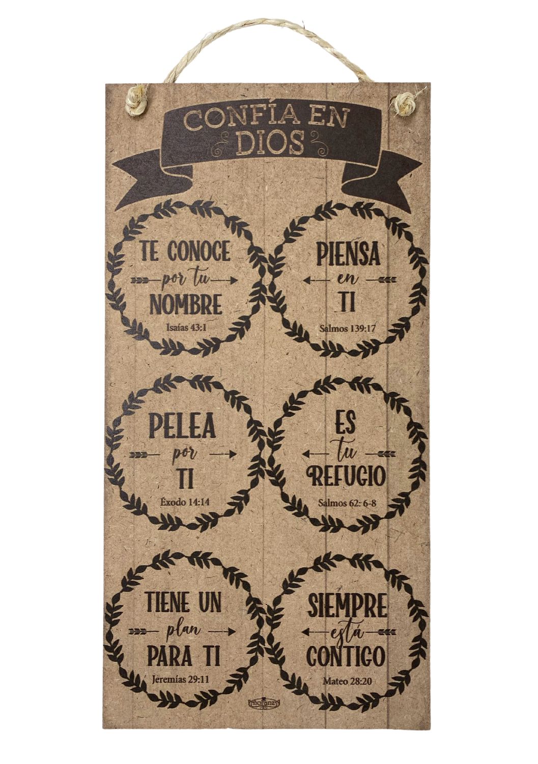Letrero con frases bíblicas | Confía en Dios | 20x40cm