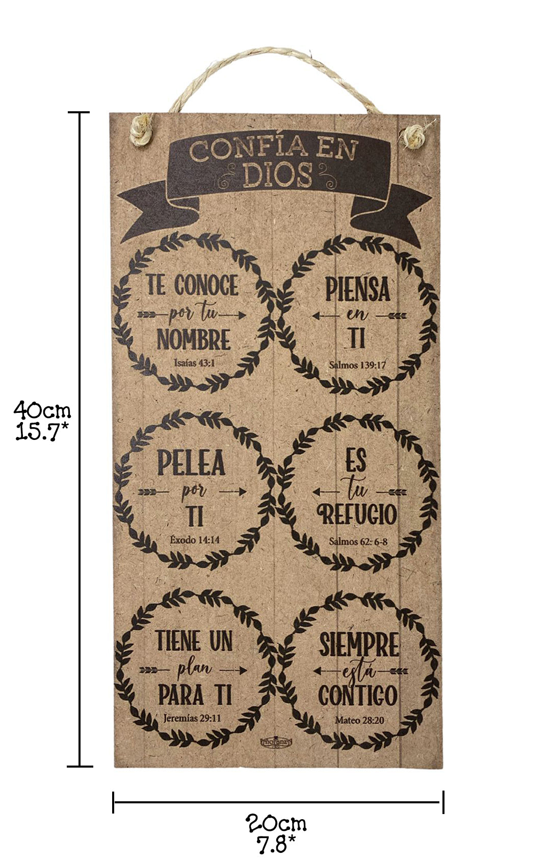 Letrero con frases bíblicas | Confía en Dios | 20x40cm