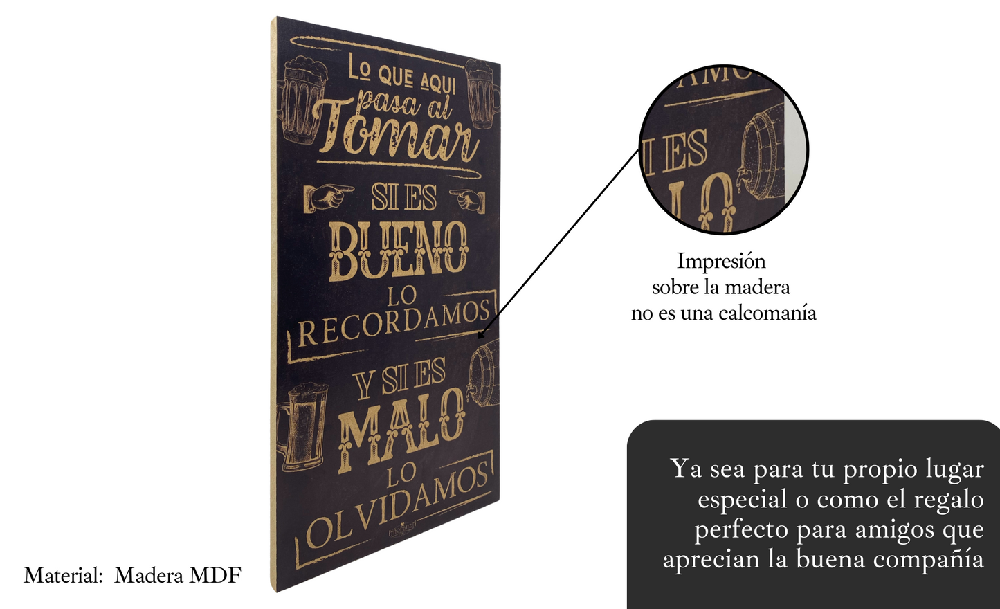 Letrero | Lo que pase al tomar | Decoración para bar o cantina