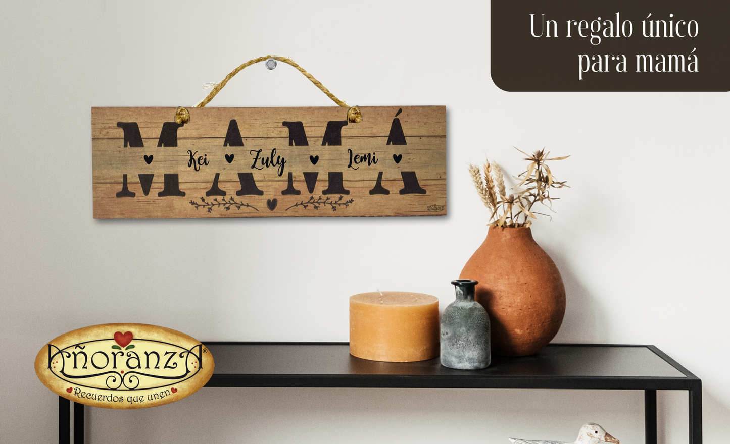 Letrero Personalizado "Mamá" con Nombres de Hijos