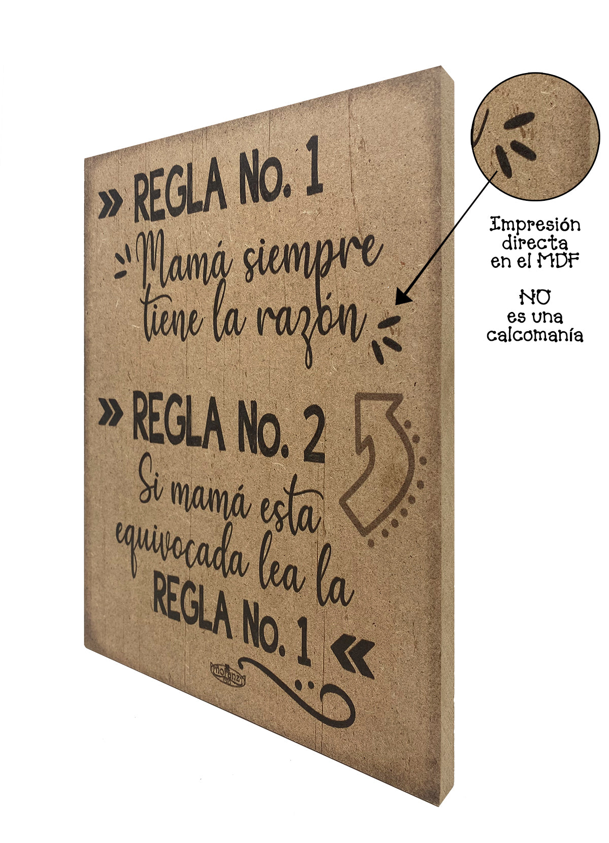 Mamá tiene la razón | Cuadro de madera 18x22cm