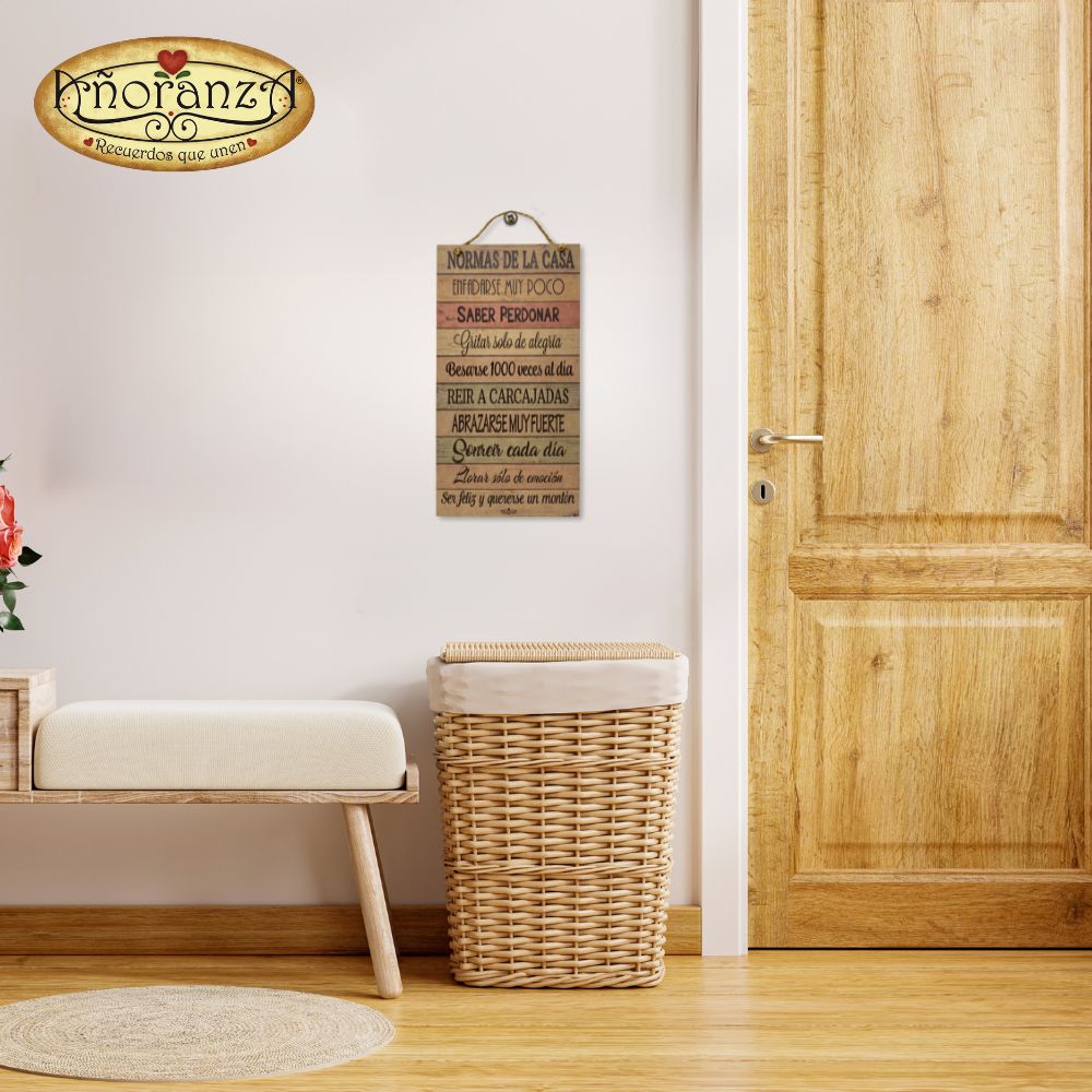 Letrero de madera, Normas de casa 20x40cm