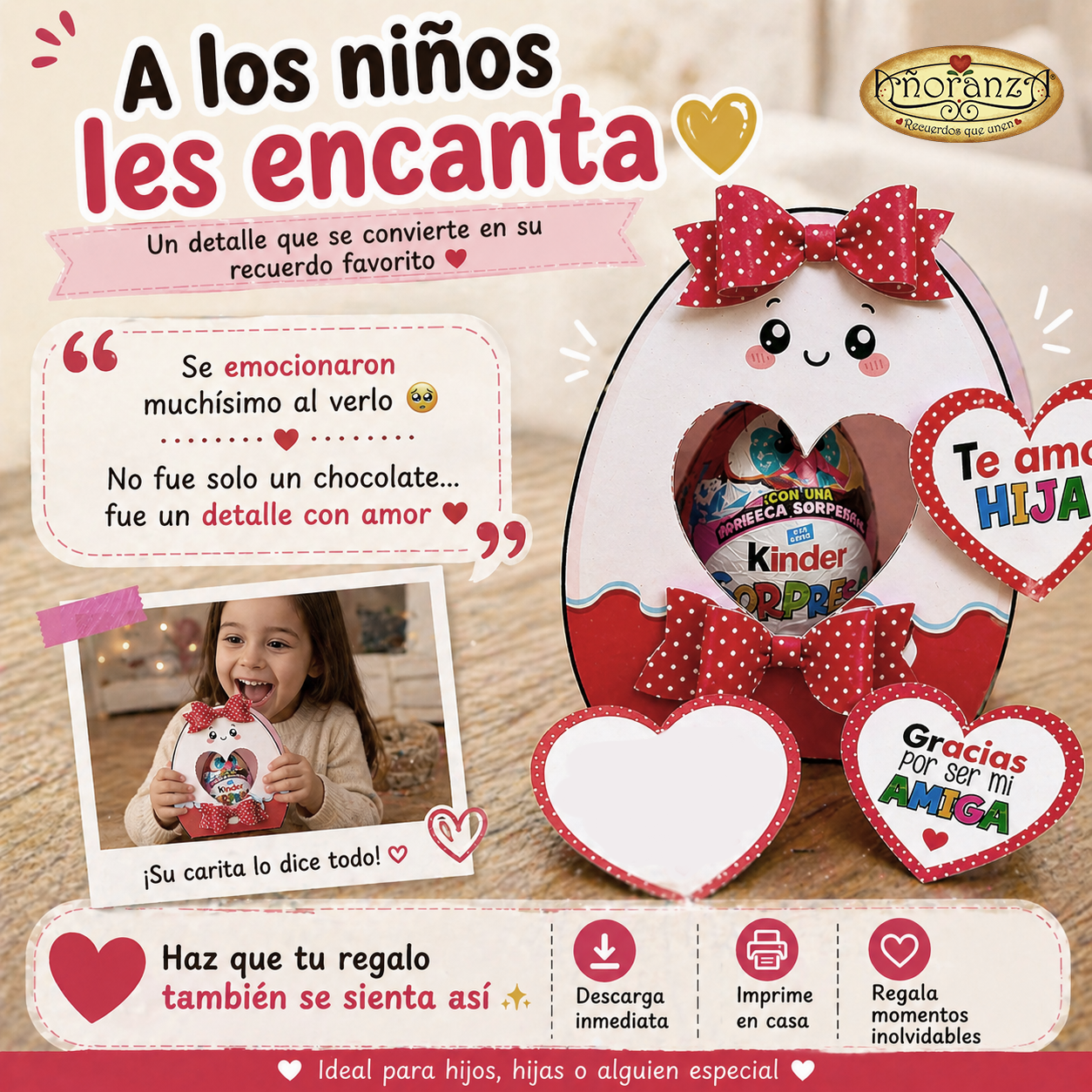 Archivo Digital para Decorar Huevito Kinder | Regalo creativo para Hijo, Hija o Persona Especial