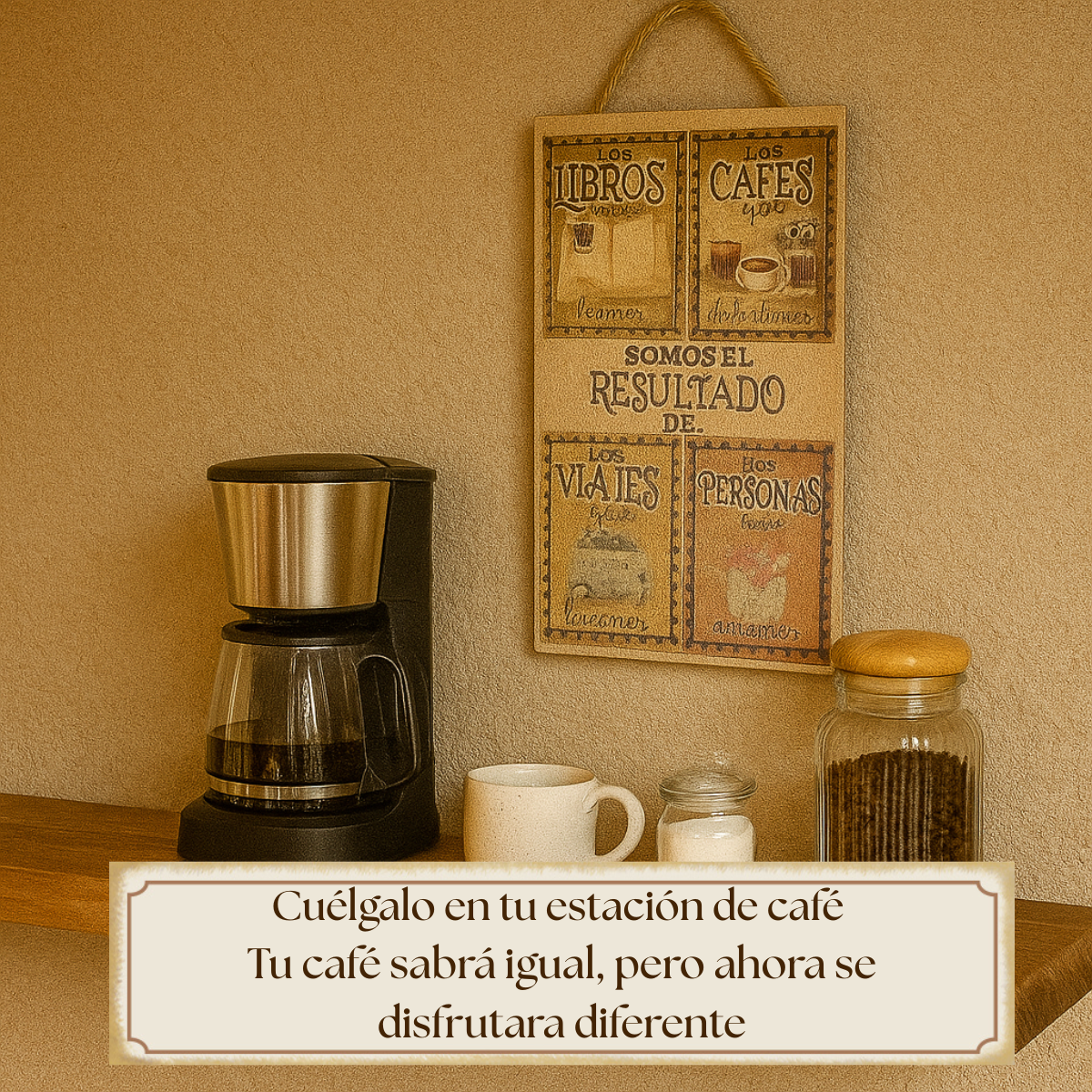 Letrero para la estación de café | Somos el Resultado | 20x32cm