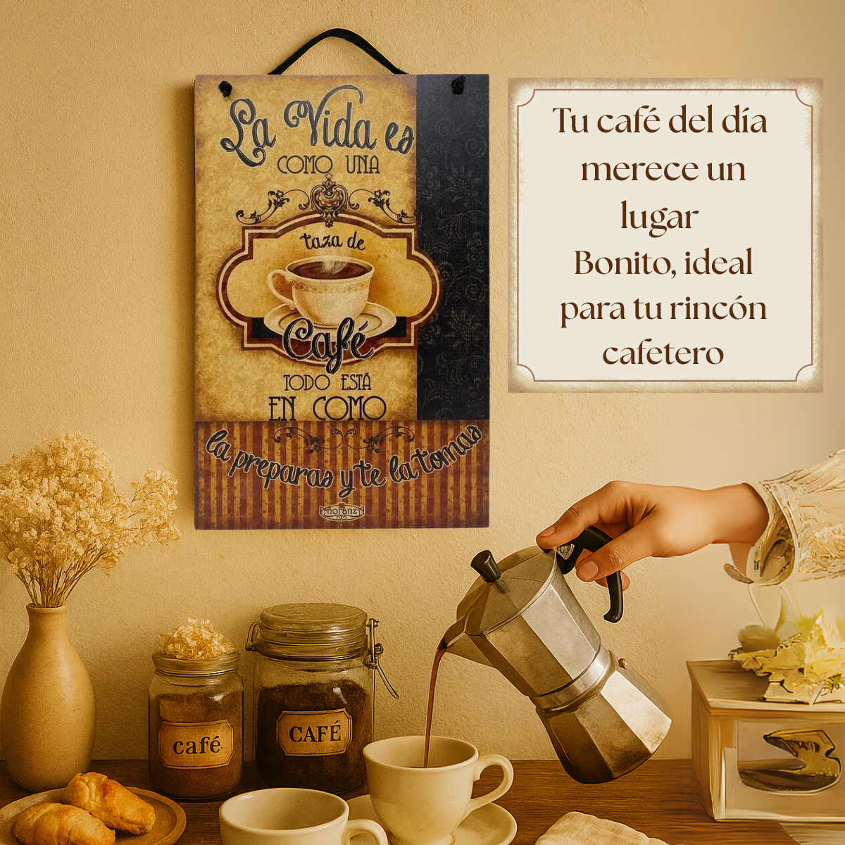 Decoración para cafeteria/ letrero para estacion de café /La Vida es como una taza de café