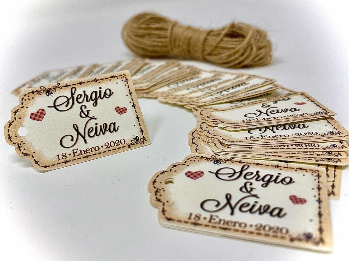 Etiquetas Rústicas colgantes personalizables 120 piezas