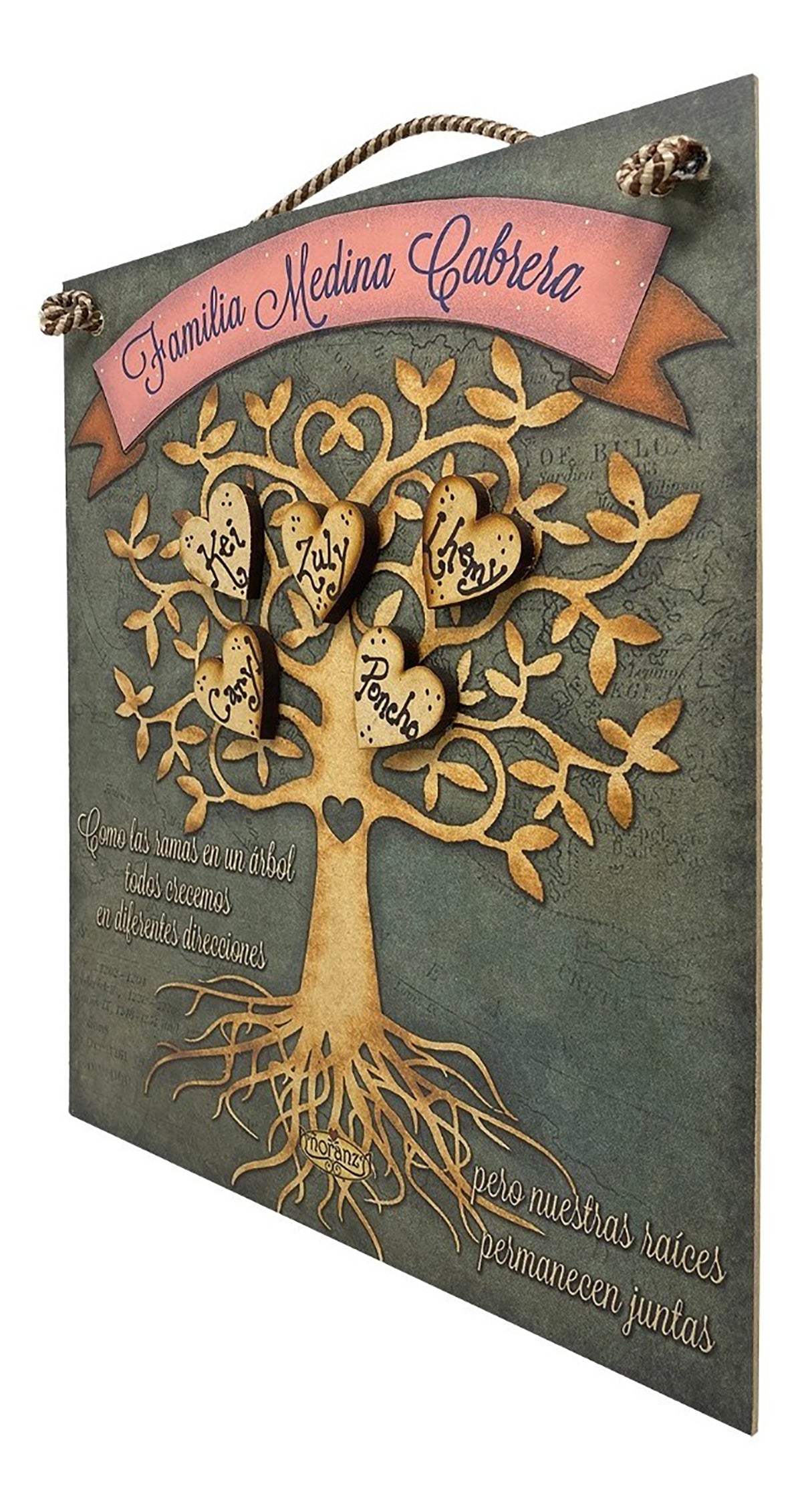 Regalo familiar con apellidos y nombres de integrantes/ Arbol Raíces Personalizable