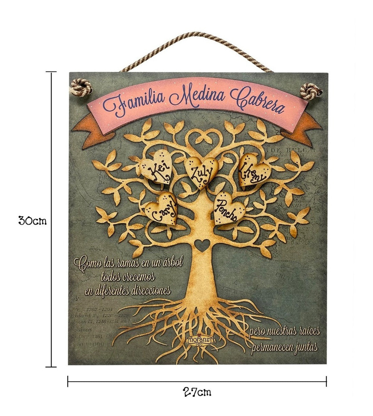 Regalo familiar con apellidos y nombres de integrantes/ Arbol Raíces Personalizable