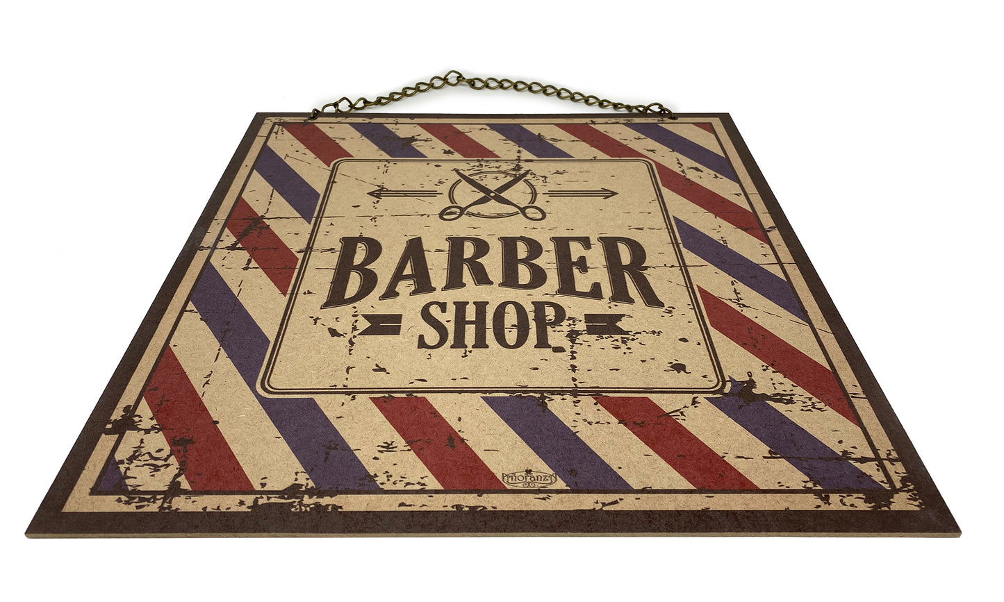 Letrero decorativo para Barberia | Barber shop Vintage G | 40x40cm