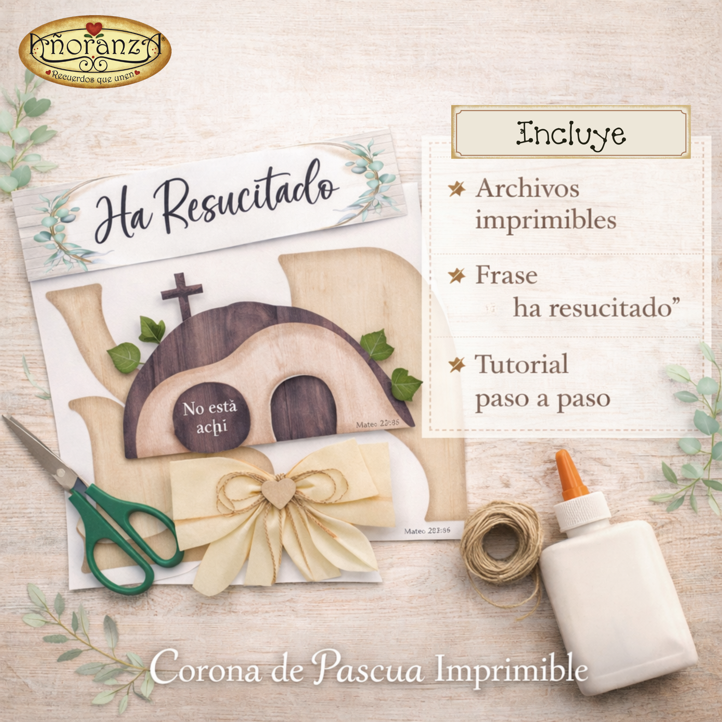 Corona de Pascua Cristiana Imprimible | Manualidad Fácil y Económica con Tutorial | Añoranza
