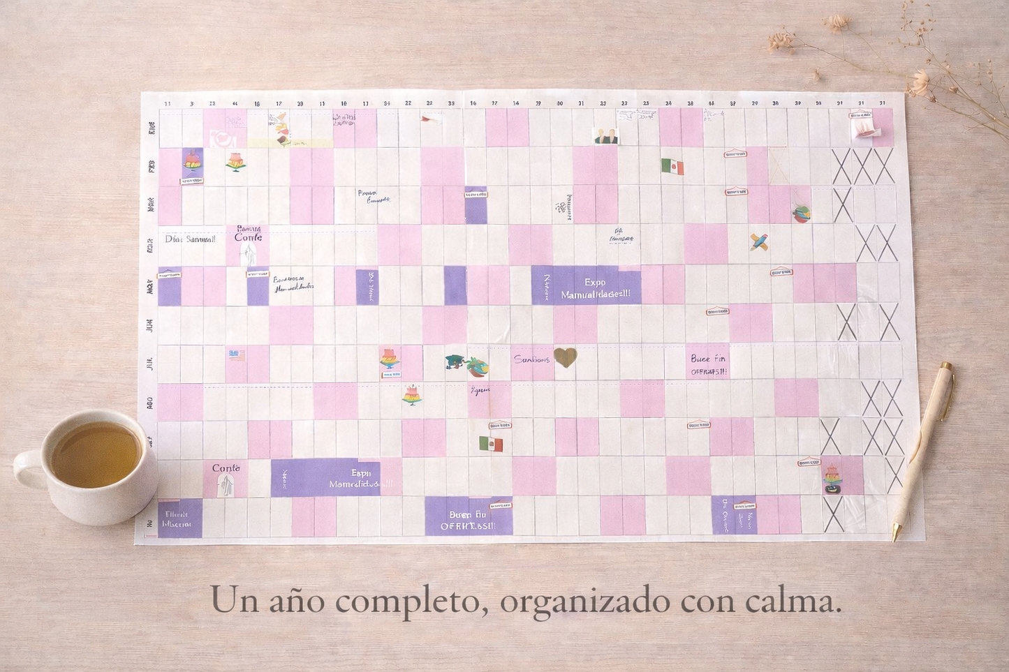 Calendario Año Vista Imprimible – Un ancla visual de paz para tus días