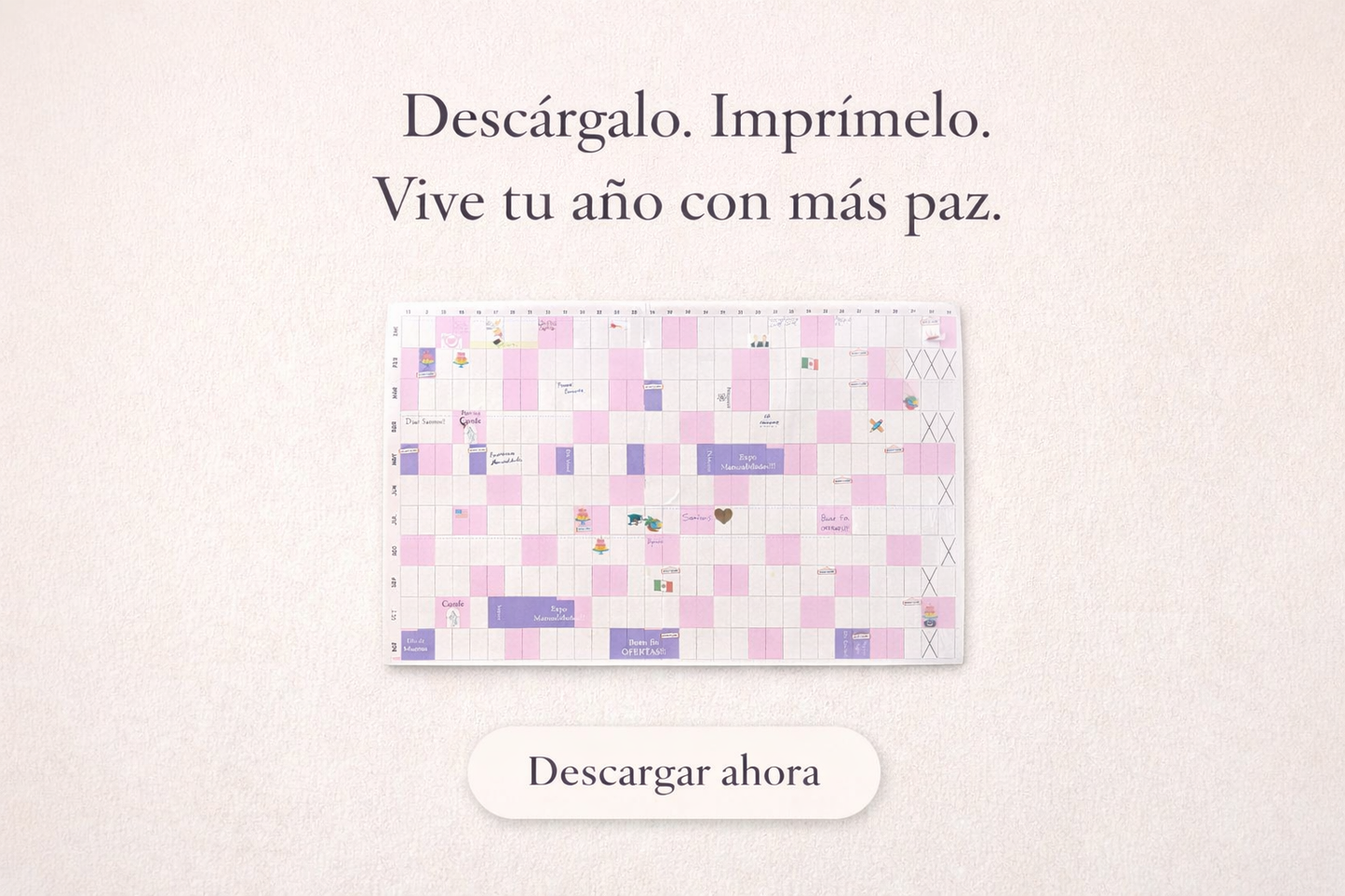 Calendario Año Vista Imprimible – Un ancla visual de paz para tus días