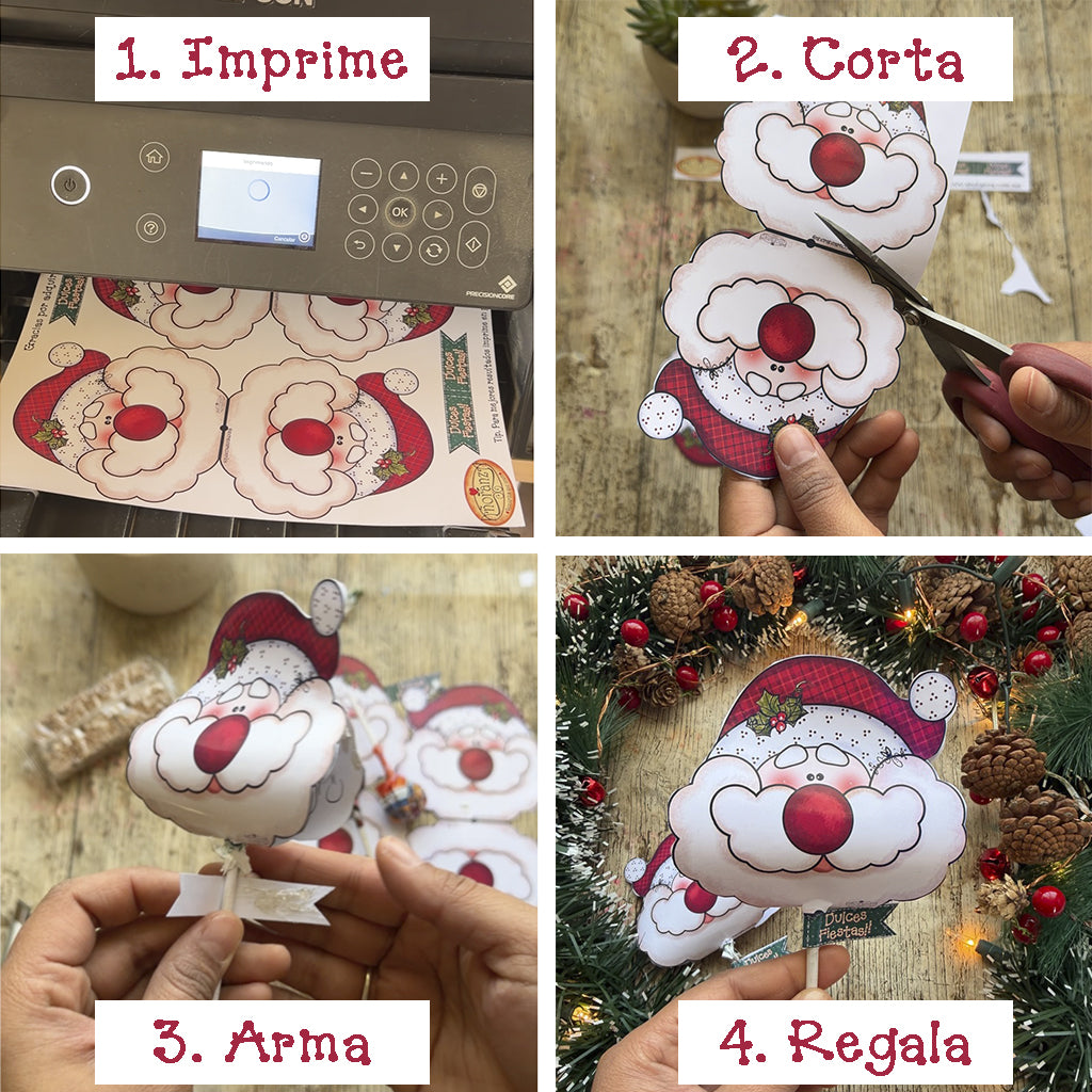 Imprimible Navideño Dulce Santa para Regalitos • Decoración Navideña para Dulces y Paletas