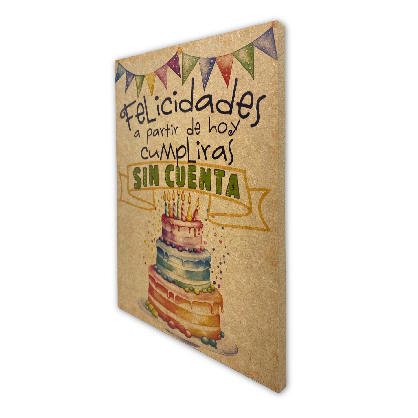 Cuadro de Madera |Felicidades Sin Cuenta | Regalo Original de Cumpleaños