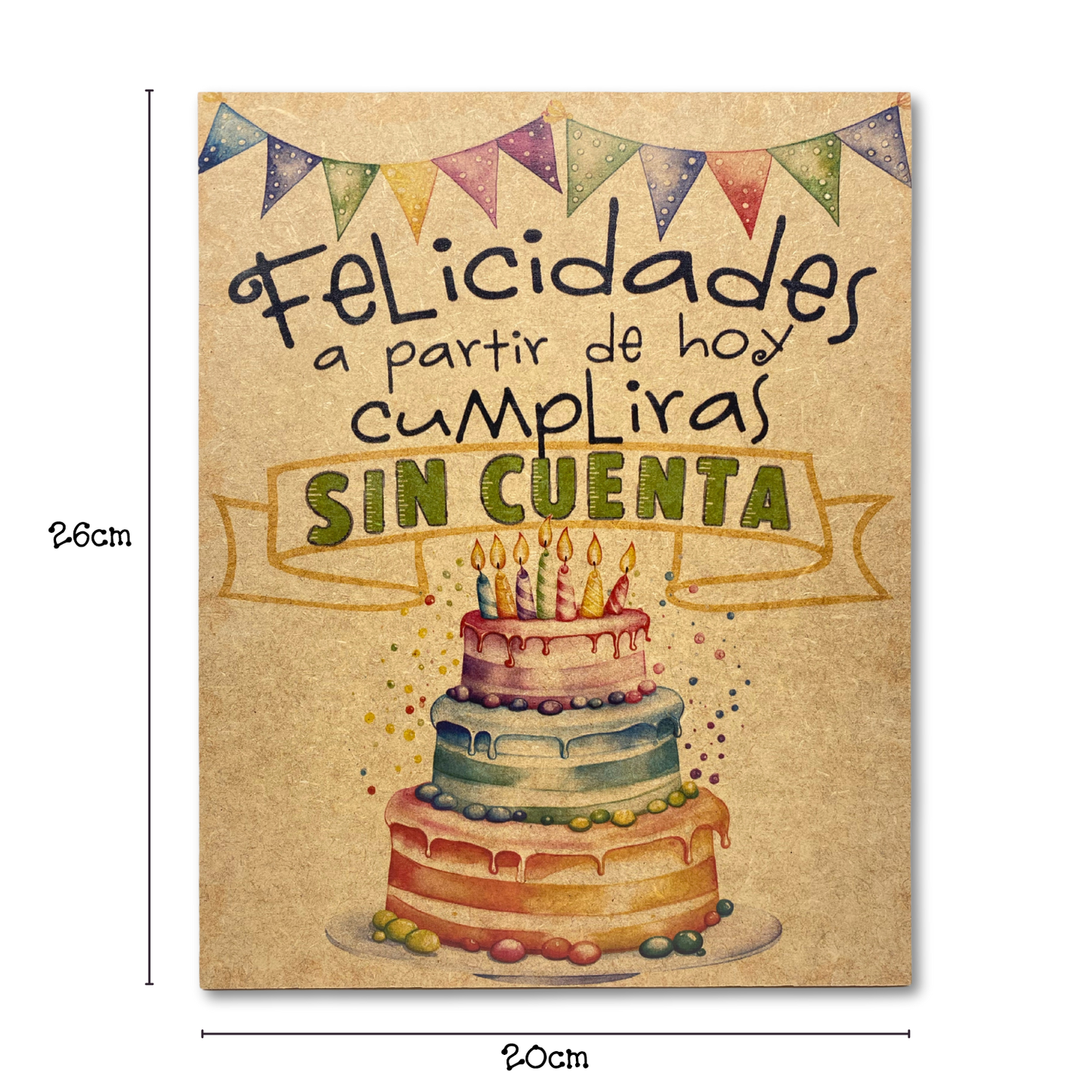 Cuadro de Madera |Felicidades Sin Cuenta | Regalo Original de Cumpleaños