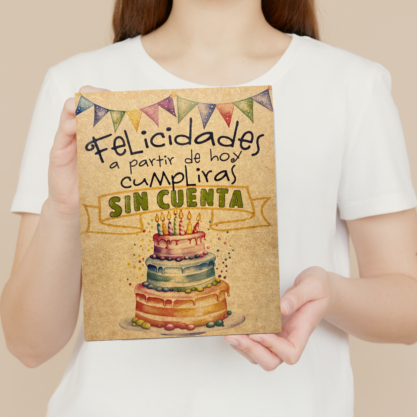 Cuadro de Madera |Felicidades Sin Cuenta | Regalo Original de Cumpleaños