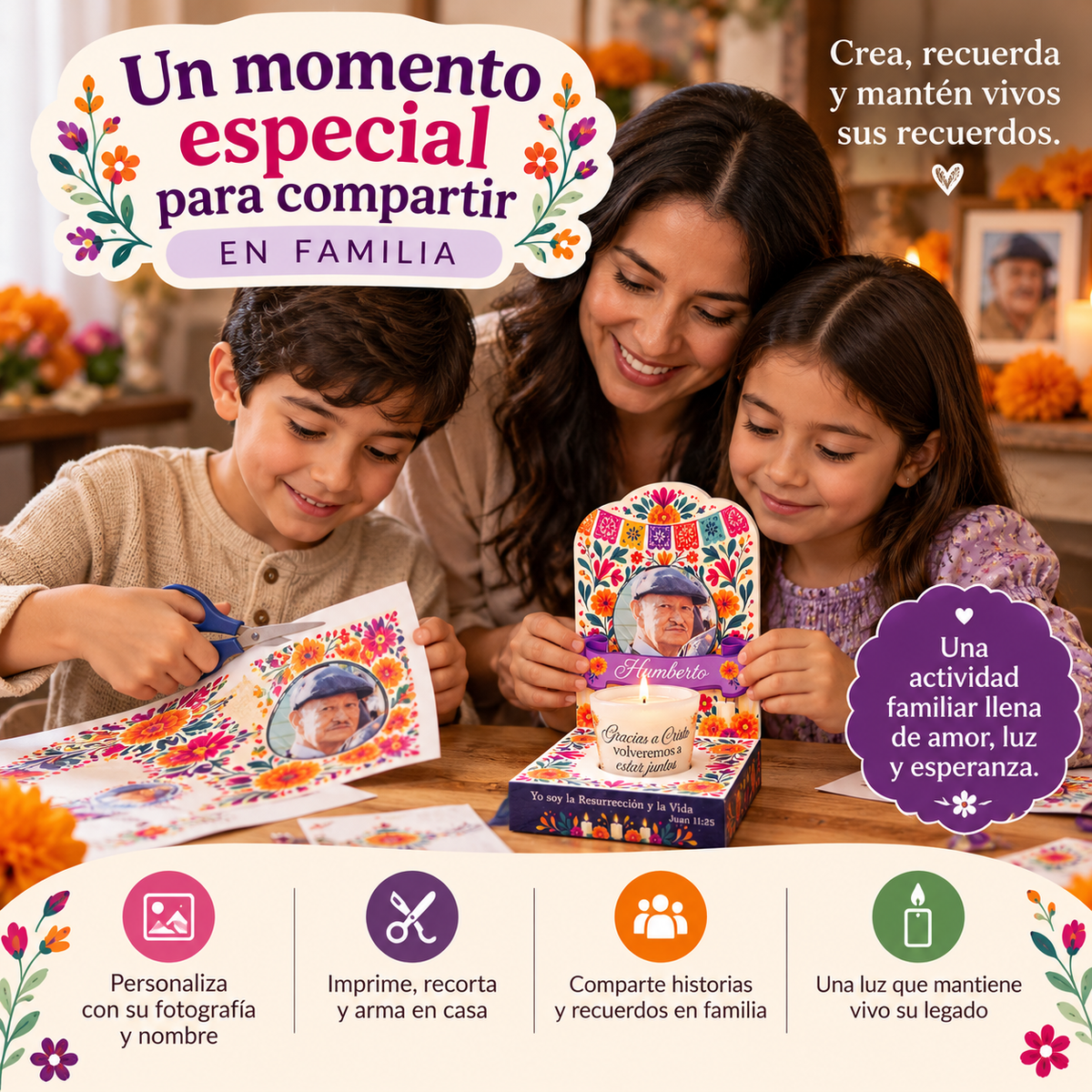 Veladora Memorial Personalizada | Plantilla Imprimible