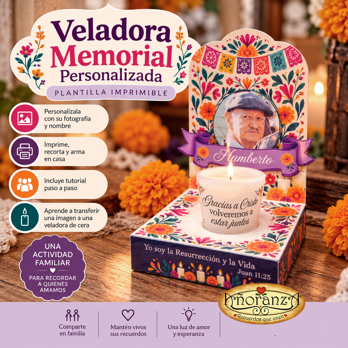 Veladora Memorial Personalizada | Plantilla Imprimible
