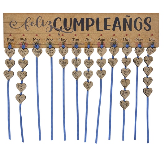 Calendario de Cumpleaños Personalizado en Madera