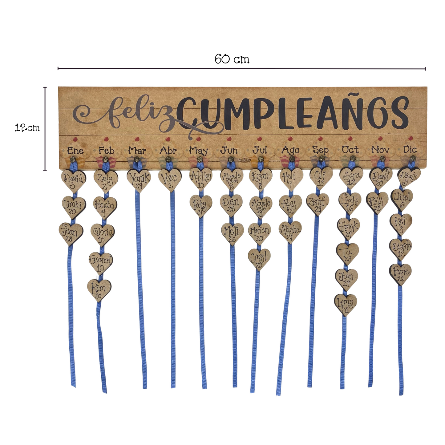 Calendario de Cumpleaños Personalizado en Madera