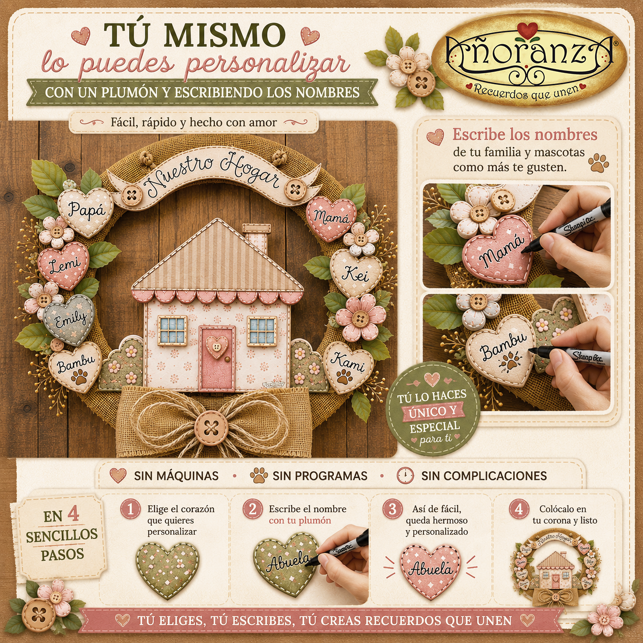 Corona Familiar "Nuestro Hogar" | Plantillas Digitales + Tutorial Paso a Paso | Añoranza