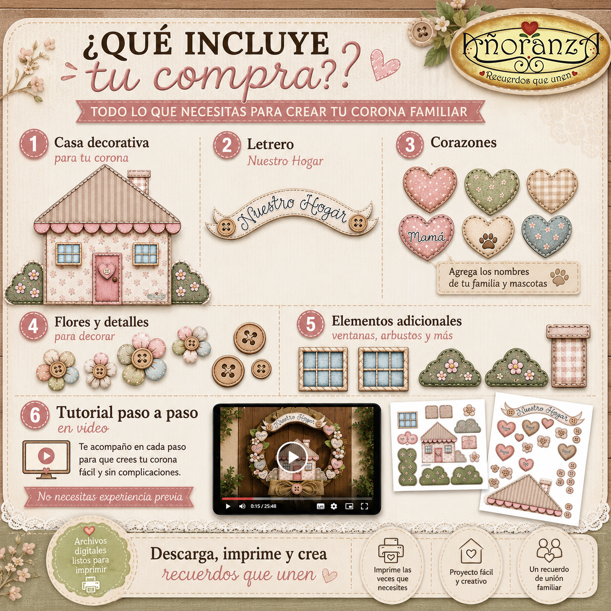 Corona Familiar "Nuestro Hogar" | Plantillas Digitales + Tutorial Paso a Paso | Añoranza