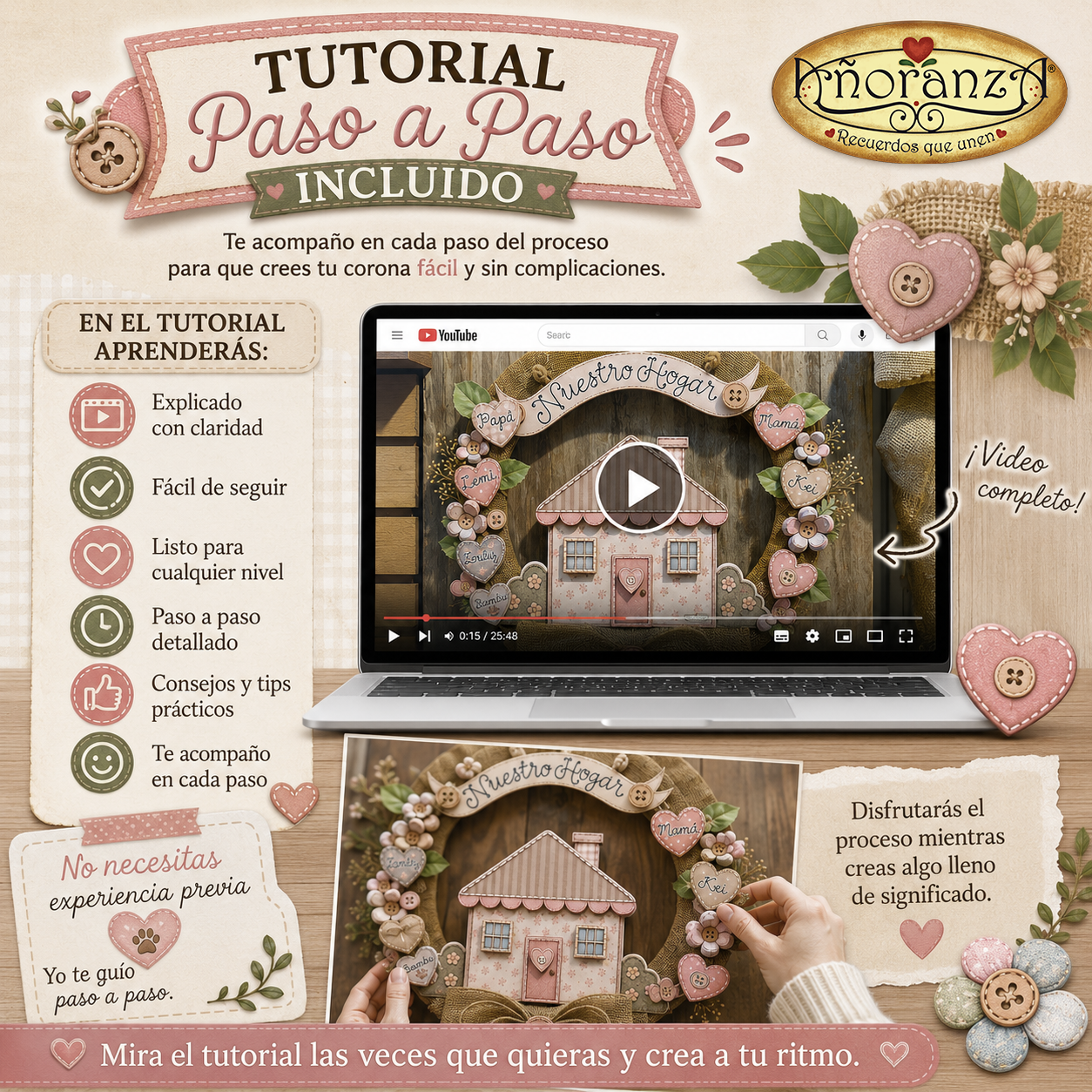 Corona Familiar "Nuestro Hogar" | Plantillas Digitales + Tutorial Paso a Paso | Añoranza
