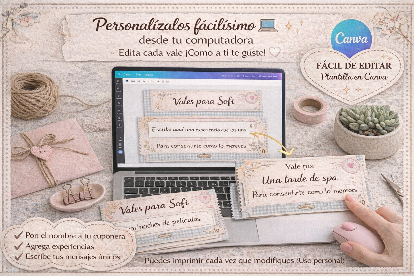 Cuponera de Amistad Imprimible | Regalo para Mejor Amiga 🤍