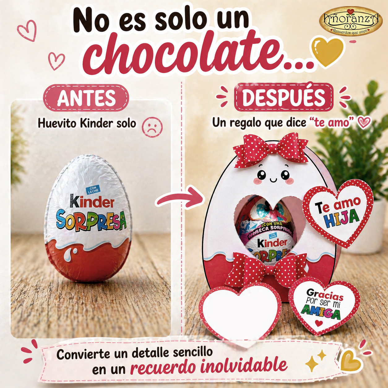 Archivo Digital para Decorar Huevito Kinder | Regalo creativo para Hijo, Hija o Persona Especial