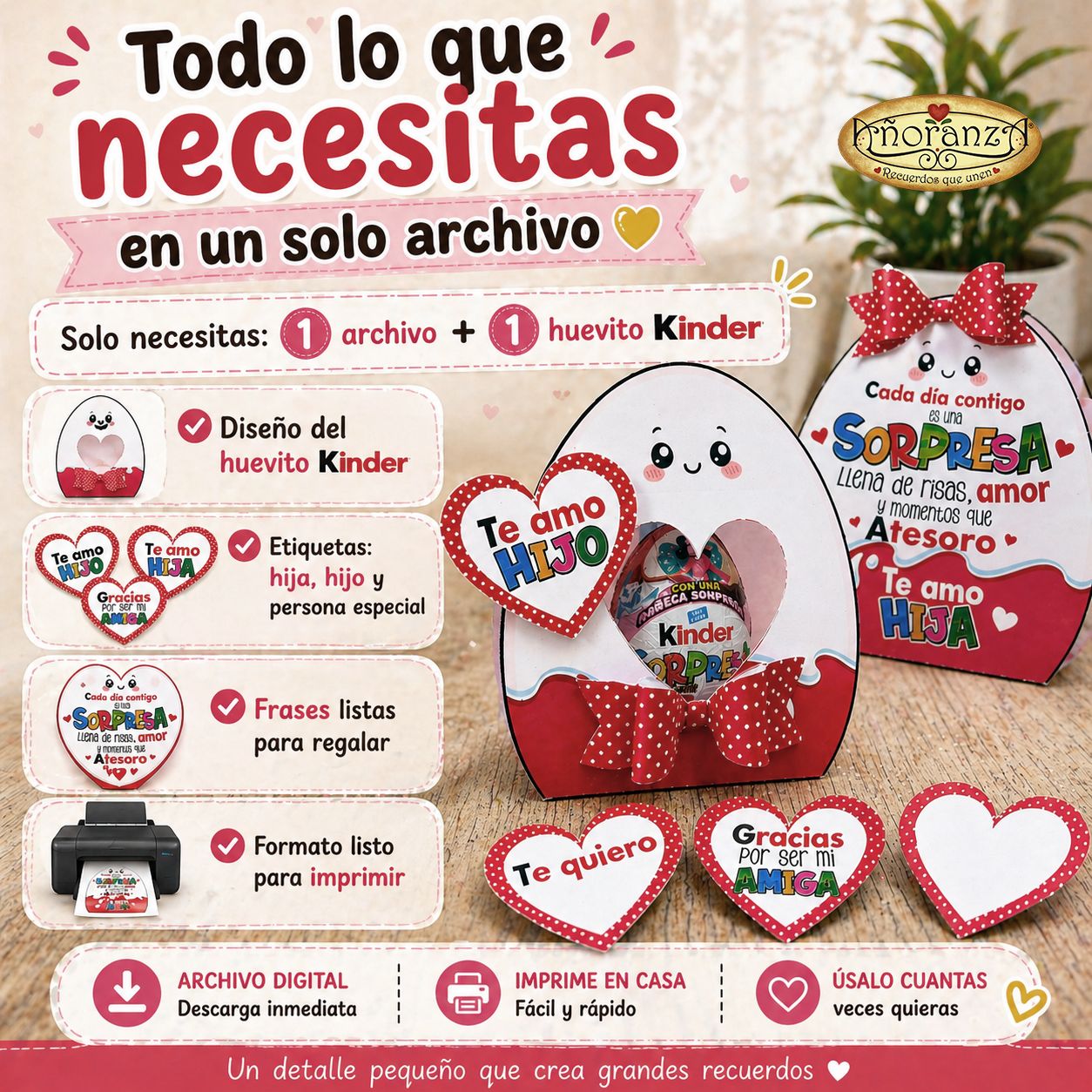 Archivo Digital para Decorar Huevito Kinder | Regalo creativo para Hijo, Hija o Persona Especial