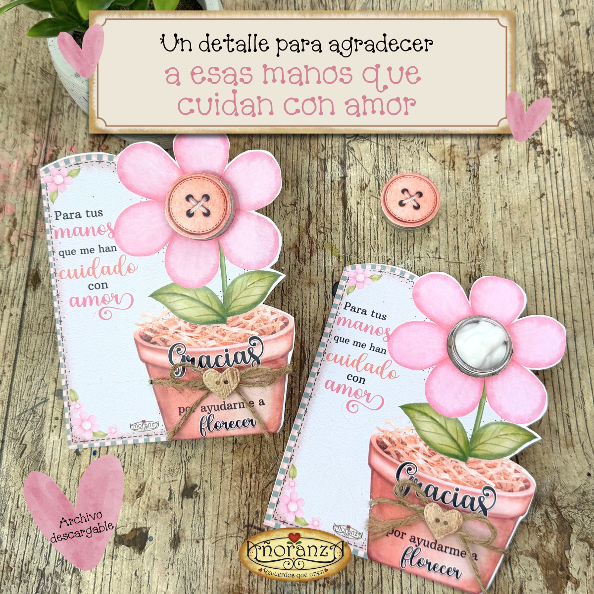 Imprimible Regalo para Maestra o Mamá | Tarjeta con Crema para Manos