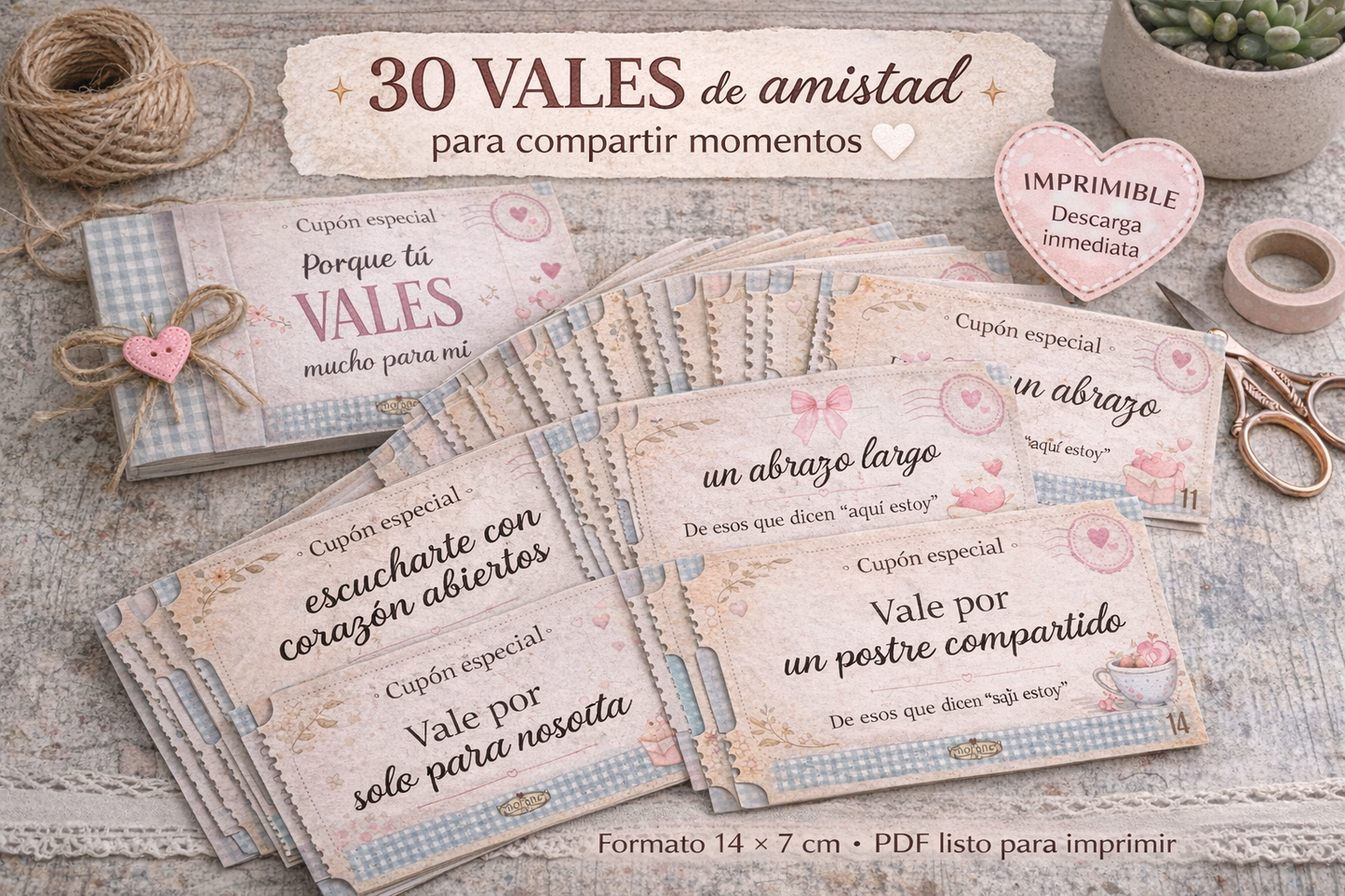 Cuponera de Amistad Imprimible | Regalo para Mejor Amiga 🤍