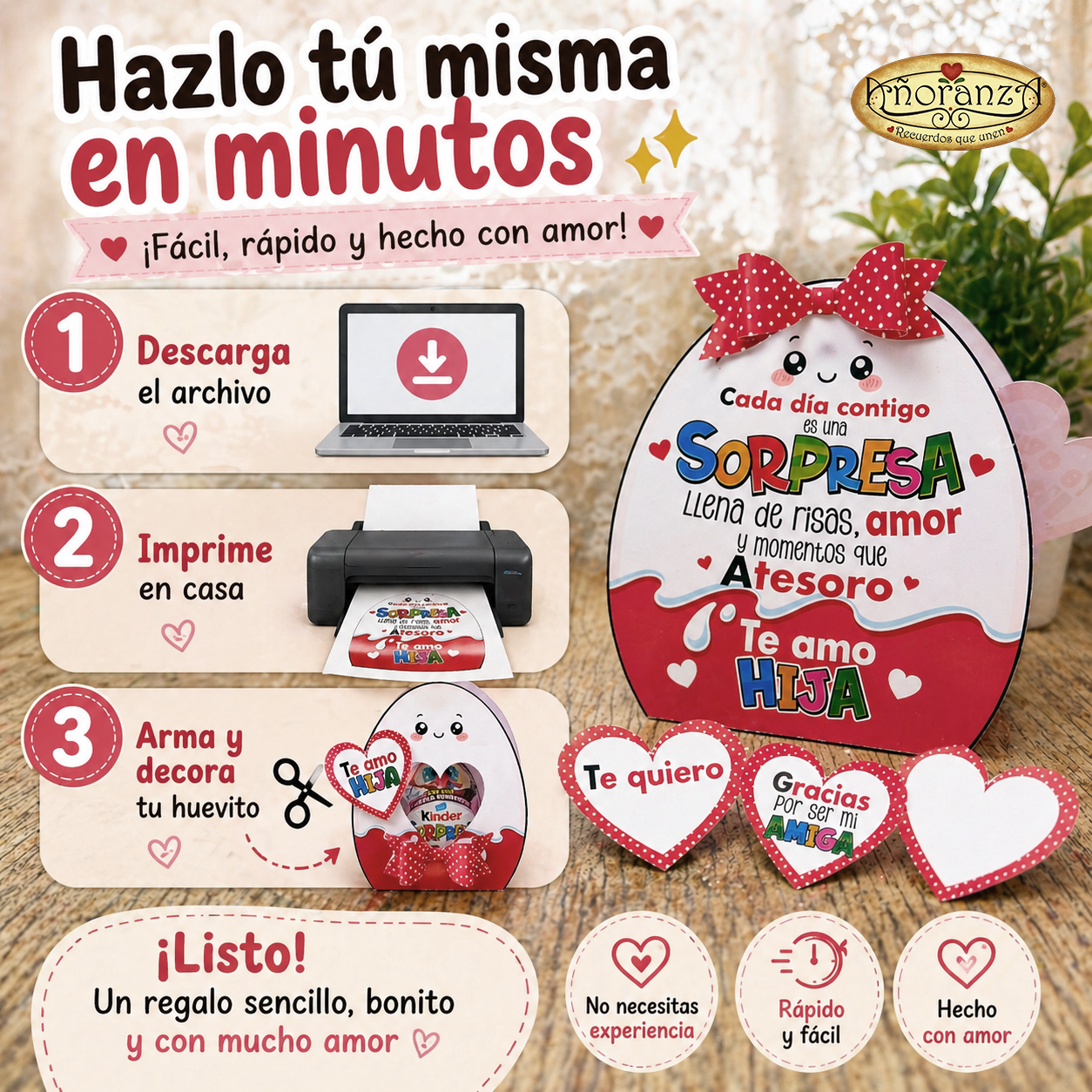 Archivo Digital para Decorar Huevito Kinder | Regalo creativo para Hijo, Hija o Persona Especial