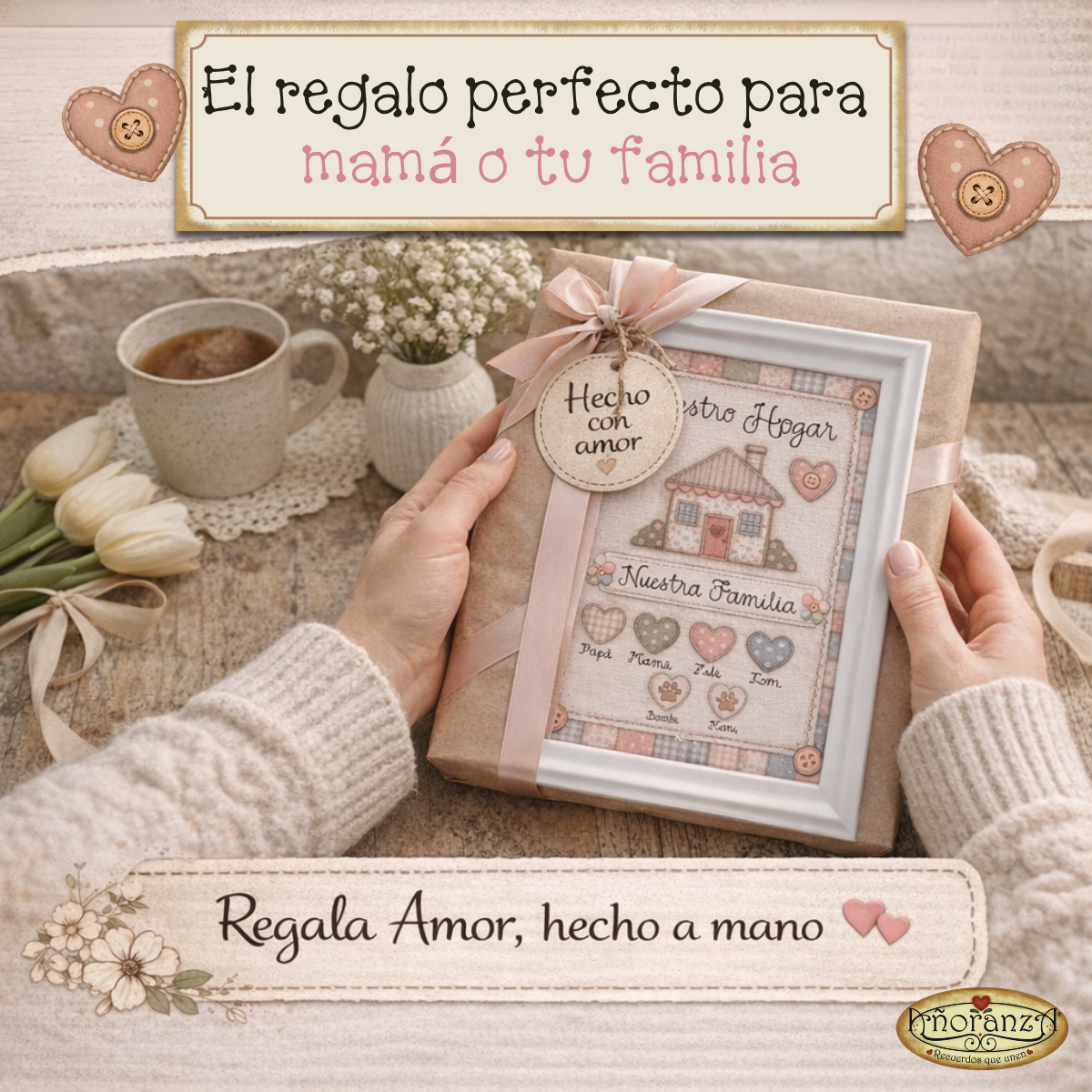 Cuadro Familiar Añoranza Personalizado Imprimible | Poster Nuestro Hogar con Nombres | Regalo para Familia