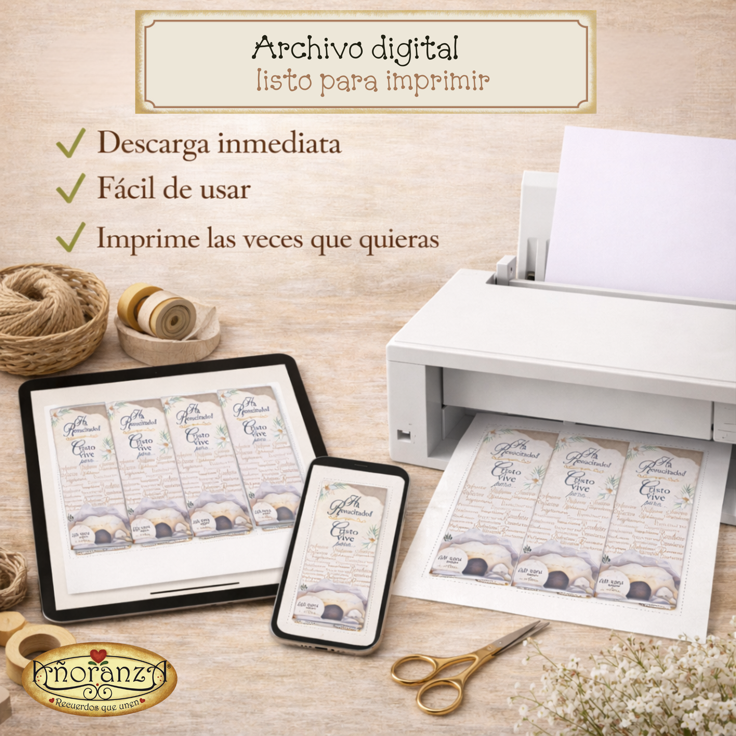 Separadores de Pascua Imprimibles | Regalo Cristiano “Cristo Vive”| Añoranza