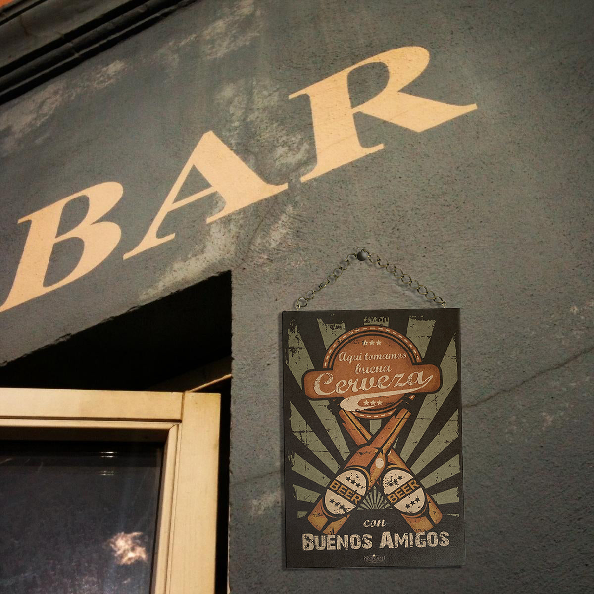 Decoración para Bar, Cantina/Casa o Negocio/ Buena Cerveza con Buenos Amigos