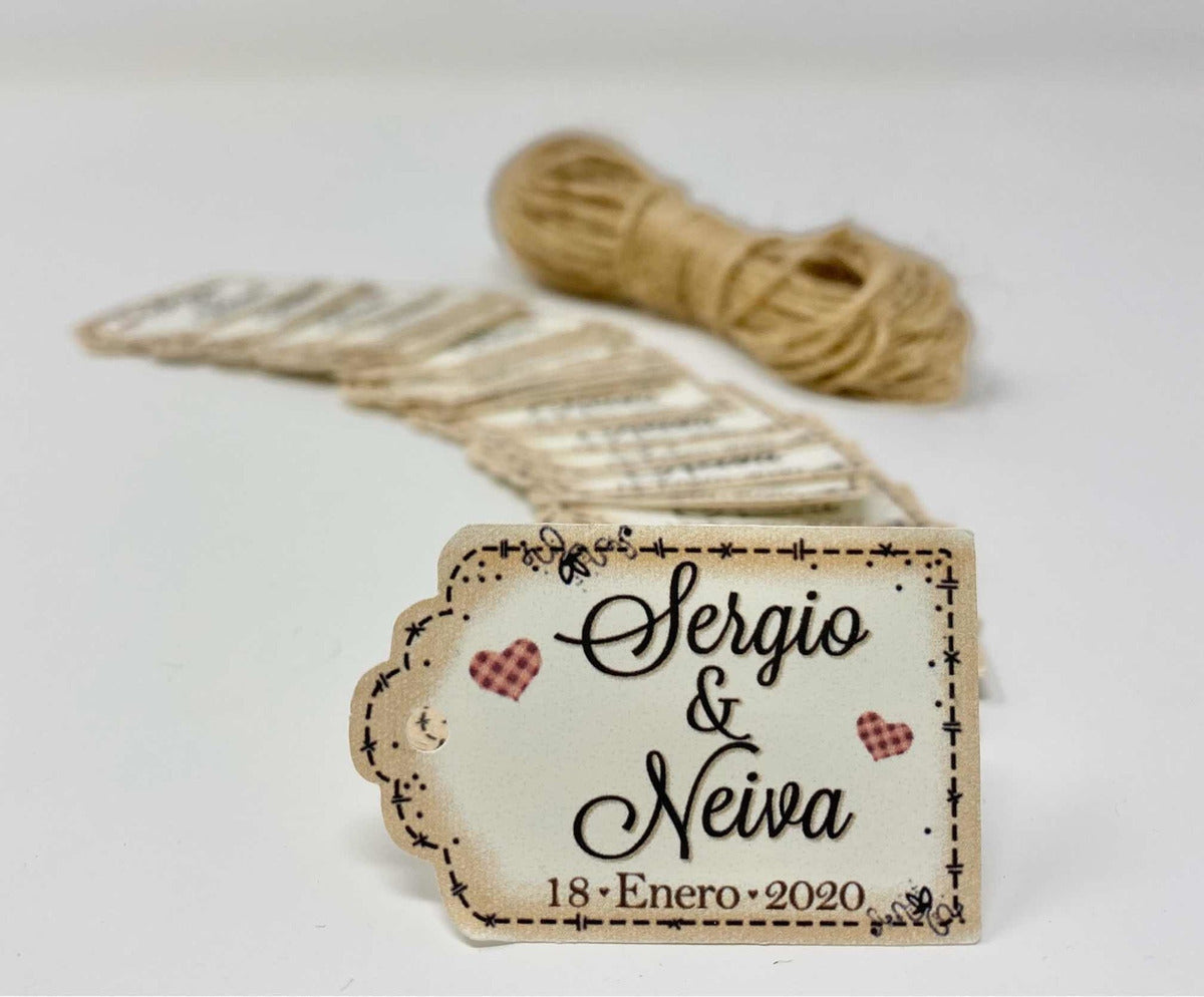 Etiquetas Rústicas colgantes personalizables 120 piezas