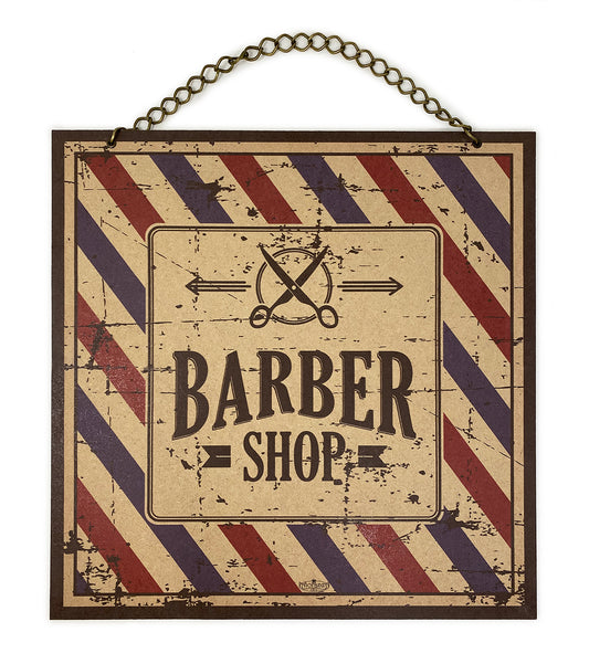 Letrero decorativo para Barberia | Barber shop Vintage G | 40x40cm